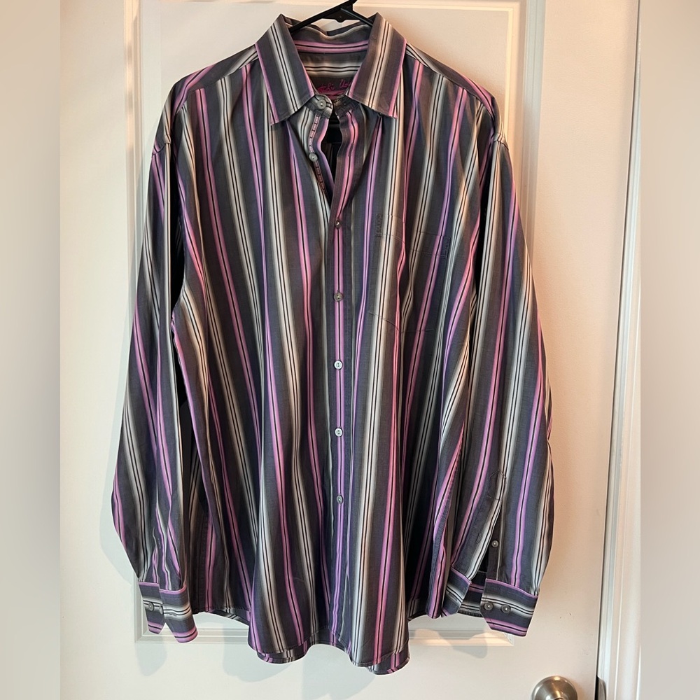 Bugatchi Striped Multicolor Men's Shirt. Large